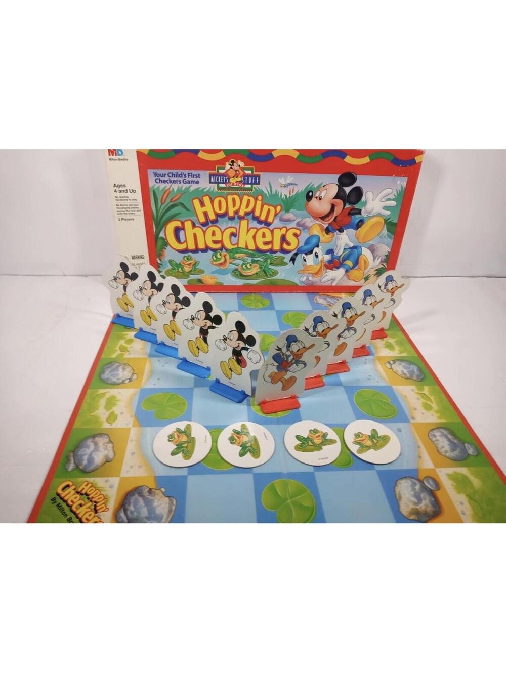 Vtg 1993 Disney Hoppin Checkers Board Game Milton Bradley Mickey Mouse Used 4404